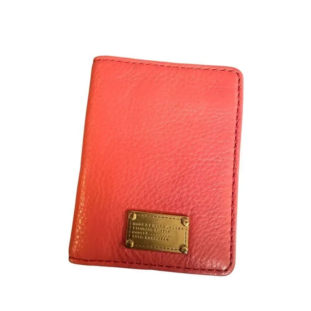 Marc by Marc Jacobs Coral Leather Crossbody Wallet with Gold Plaque